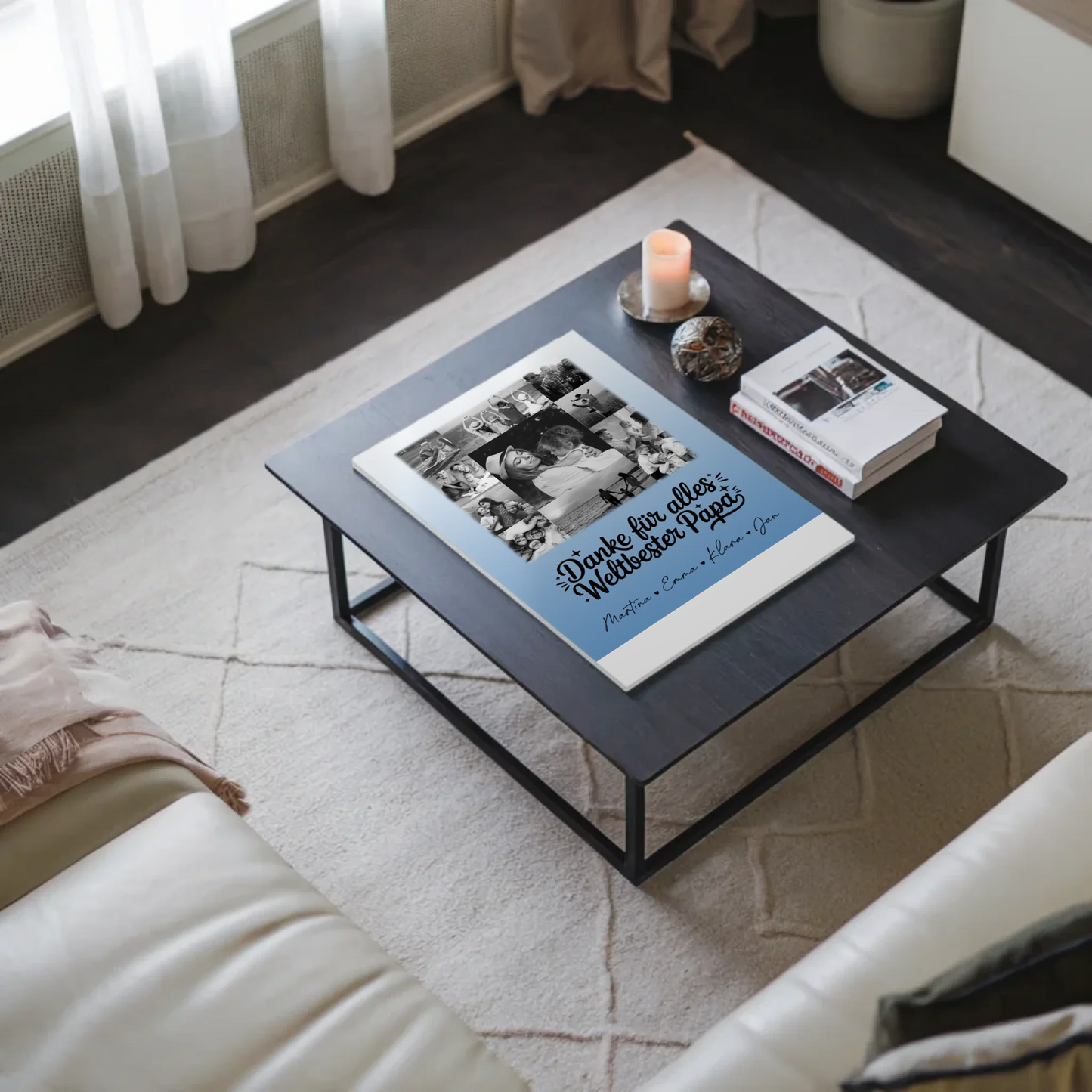 Magnetposter Fotoboard mit 11 Fotos Schwarz-Weiß Bester Schwiegerpapa Danke personalisiertes Geschenk