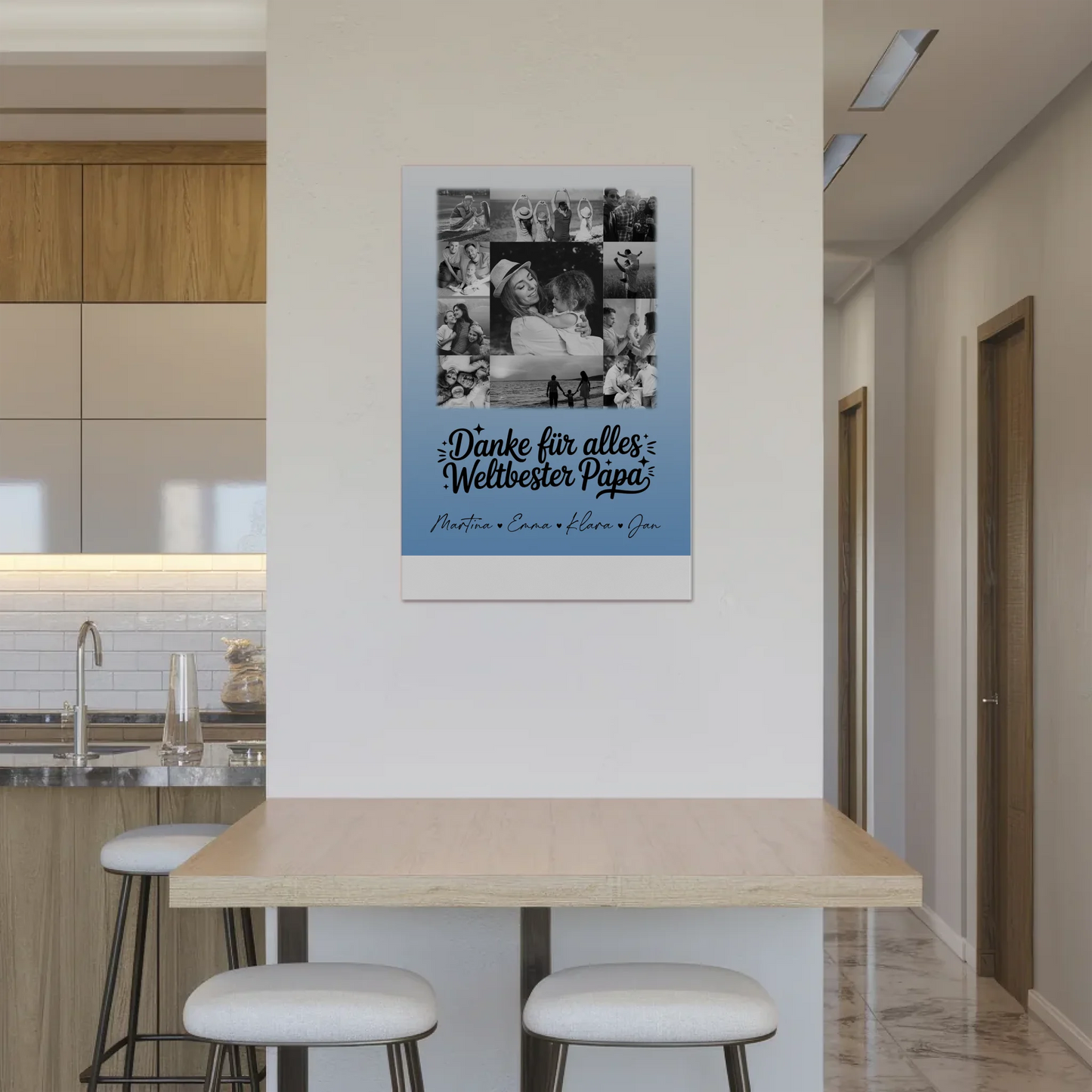 Magnetposter Fotoboard mit 11 Fotos Schwarz-Weiß Bester Schwiegerpapa Danke personalisiertes Geschenk