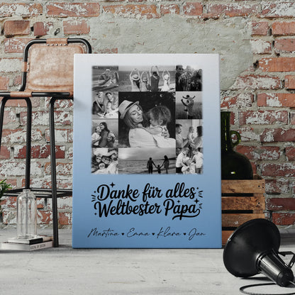 Personalisierte Leinwand Bild mit 11 Fotos Bester Schwiegerpapa Danke Schwarz-Weiß Geschenk 4