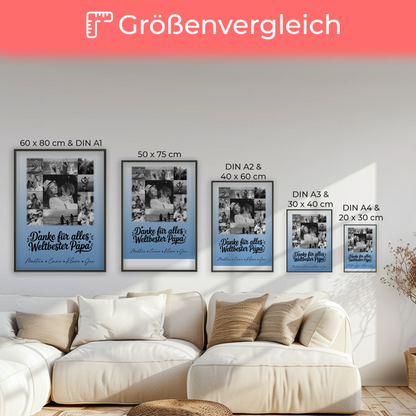 Vatertagsgeschenk Poster mit 11 Fotos Bester Schwiegerpapa Danke Schwarz-Weiß personalisiertes Geschenk