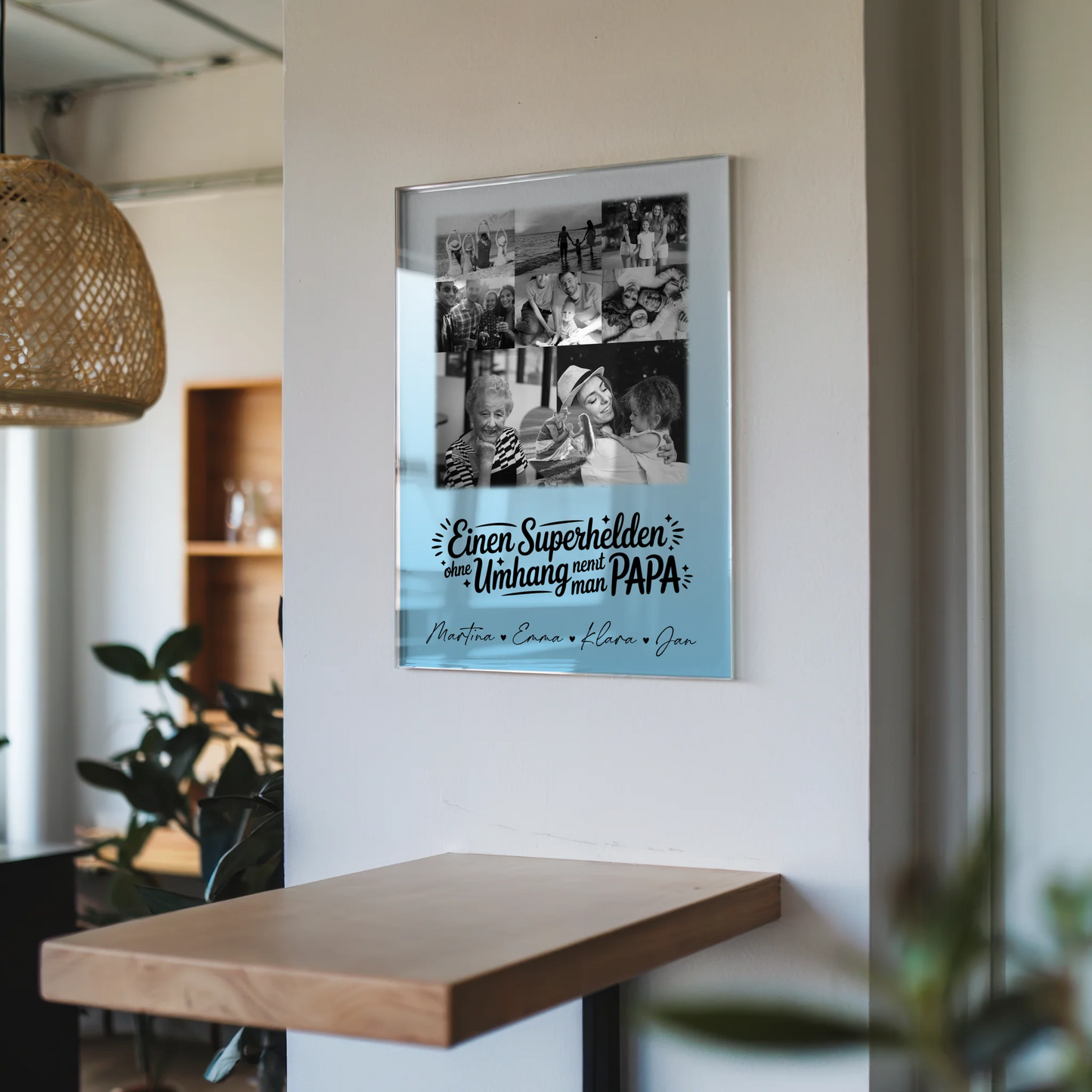 Personalisiertes Foto Mit Acrylglas 8 Fotos und 1 Herz Foto Bruder ist mein Held Schwarz-Weiß