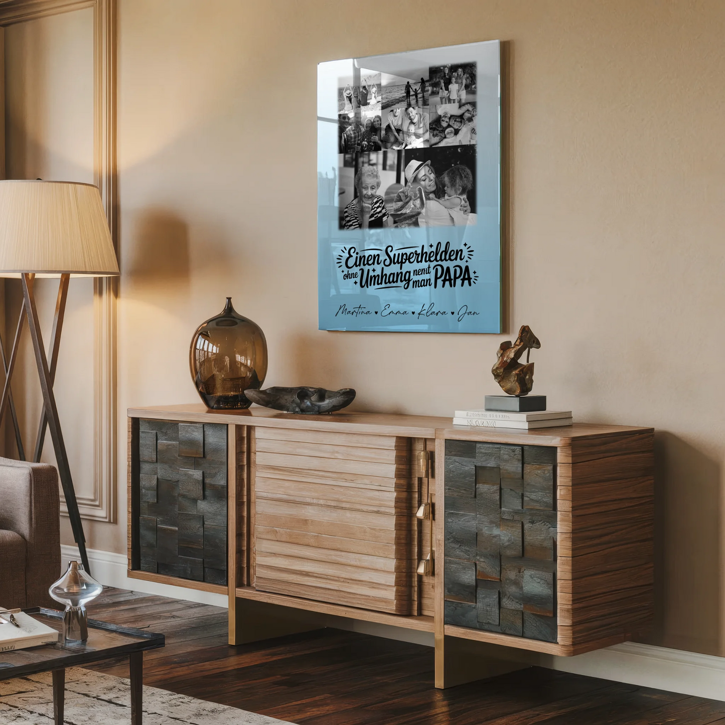 Personalisiertes Foto Mit Acrylglas 8 Fotos und 1 Herz Foto Bruder ist mein Held Schwarz-Weiß