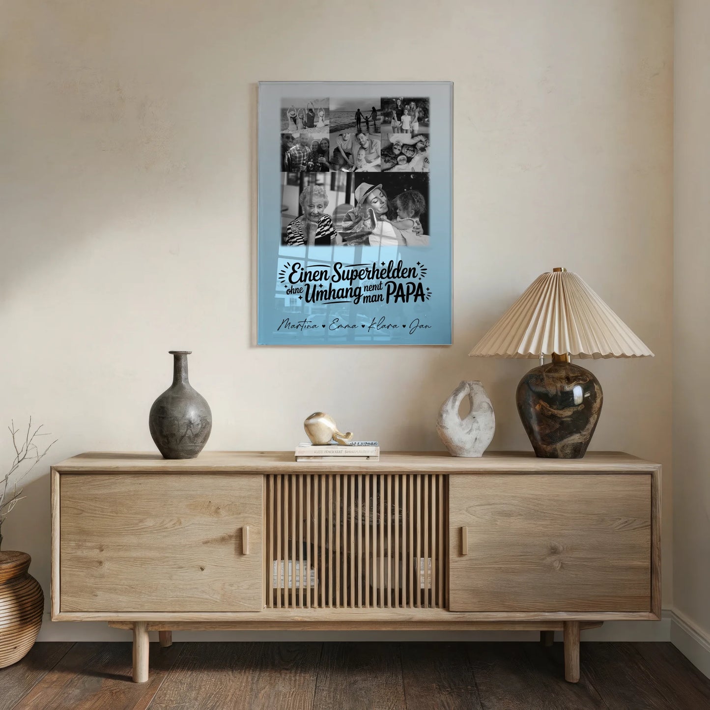 Personalisiertes Foto Mit Acrylglas 8 Fotos und 1 Herz Foto Bruder ist mein Held Schwarz-Weiß