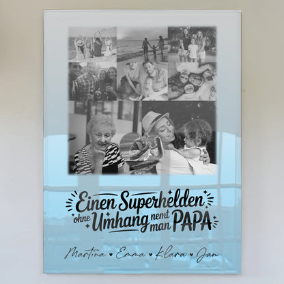 Personalisiertes Foto Mit Acrylglas 8 Fotos und 1 Herz Foto Bruder ist mein Held Schwarz-Weiß