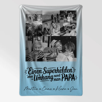 Decke Mit Namen 8 Fotos und 1 Herz Foto Bruder ist mein Held Schwarz-Weiß 7