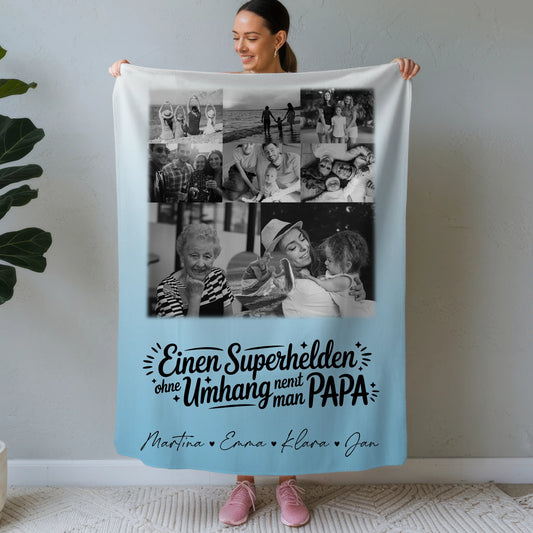 Decke Mit Namen 8 Fotos und 1 Herz Foto Bruder ist mein Held Schwarz-Weiß 1