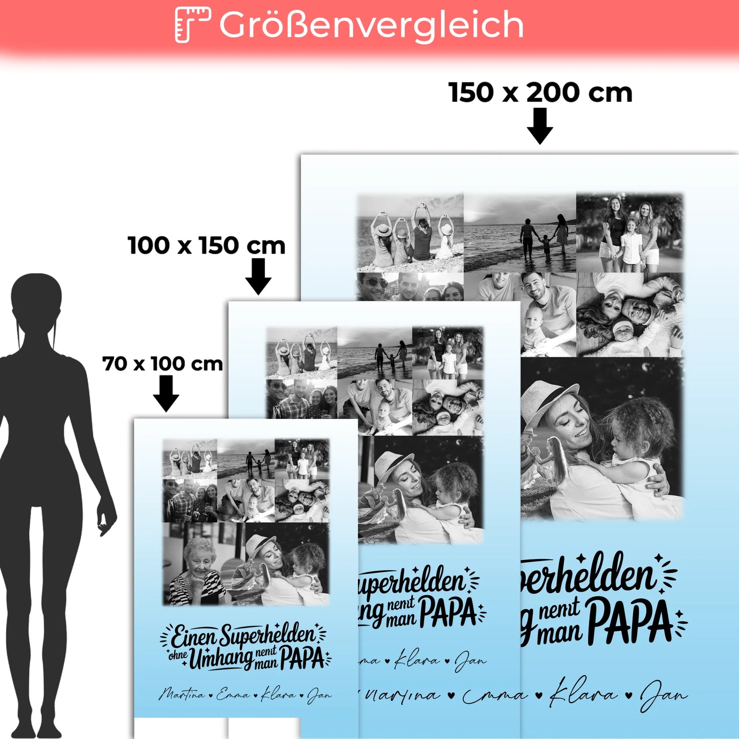 Decke Mit Namen 8 Fotos und 1 Herz Foto Bruder ist mein Held Schwarz-Weiß 5