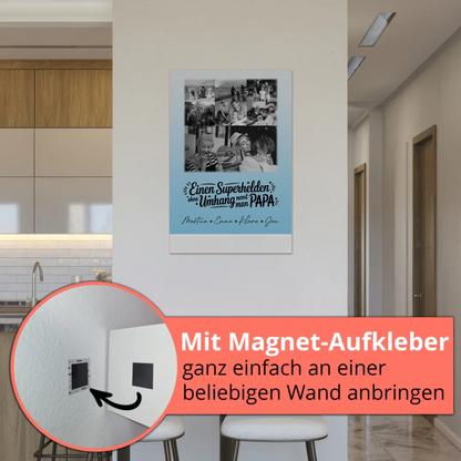 Personalisierbares Fotoboard Magnet Wandbild mit 8 Fotos und Herz Motiv Bruder ist mein Held Schwarz-Weiß 5