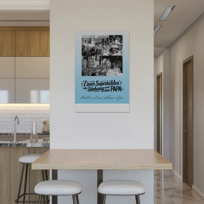 Personalisierbares Fotoboard Magnet Wandbild mit 8 Fotos und Herz Motiv Bruder ist mein Held Schwarz-Weiß 2