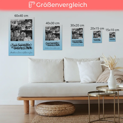 Personalisierbares Fotoboard Magnet Wandbild mit 8 Fotos und Herz Motiv Bruder ist mein Held Schwarz-Weiß