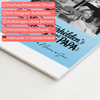 Personalisierbares Fotoboard Magnet Wandbild mit 8 Fotos und Herz Motiv Bruder ist mein Held Schwarz-Weiß 4