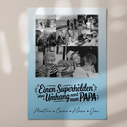 Personalisierbares Fotoboard Magnet Wandbild mit 8 Fotos und Herz Motiv Bruder ist mein Held Schwarz-Weiß 7