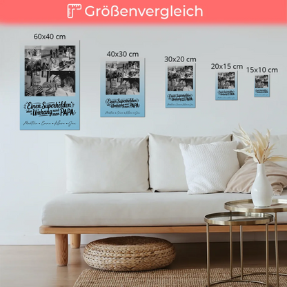 Personalisierbares Fotoboard Magnet Wandbild mit 8 Fotos und Herz Motiv Bruder ist mein Held Schwarz-Weiß