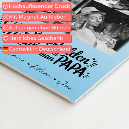 Personalisierbares Fotoboard Magnet Wandbild mit 8 Fotos und Herz Motiv Bruder ist mein Held Schwarz-Weiß