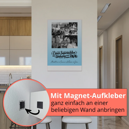 Personalisierbares Fotoboard Magnet Wandbild mit 8 Fotos und Herz Motiv Bruder ist mein Held Schwarz-Weiß
