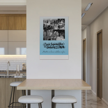 Personalisierbares Fotoboard Magnet Wandbild mit 8 Fotos und Herz Motiv Bruder ist mein Held Schwarz-Weiß