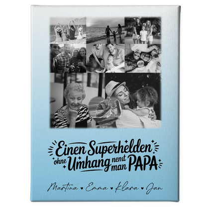 Personalisierte Leinwand Bild mit 8 Fotos und 1 Herz Foto Bruder ist mein Held Schwarz-Weiß 1