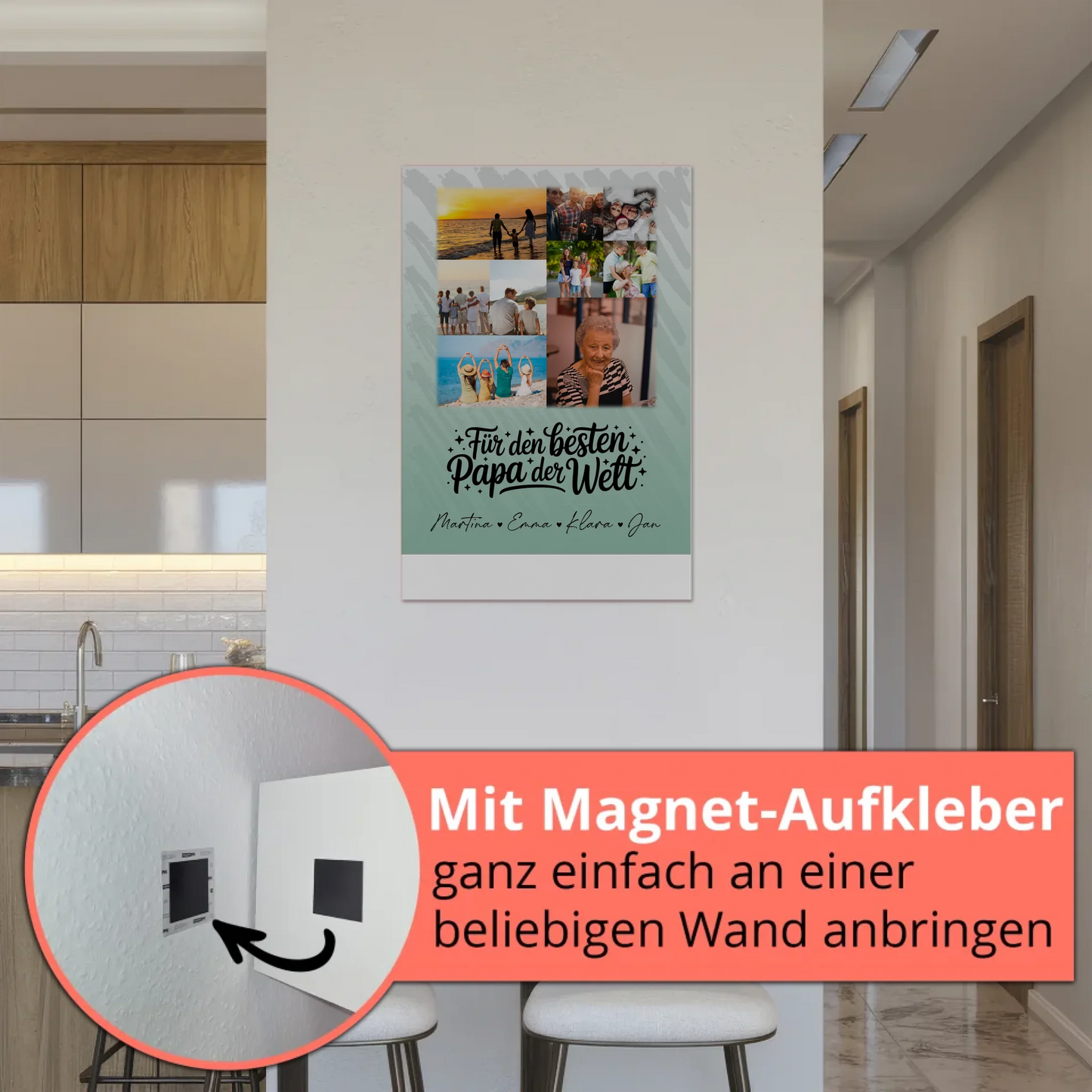 Fotoboard Poster Magnetisch 9 Fotos Für den besten Papa der Welt Personalisiertes Geschenk 5