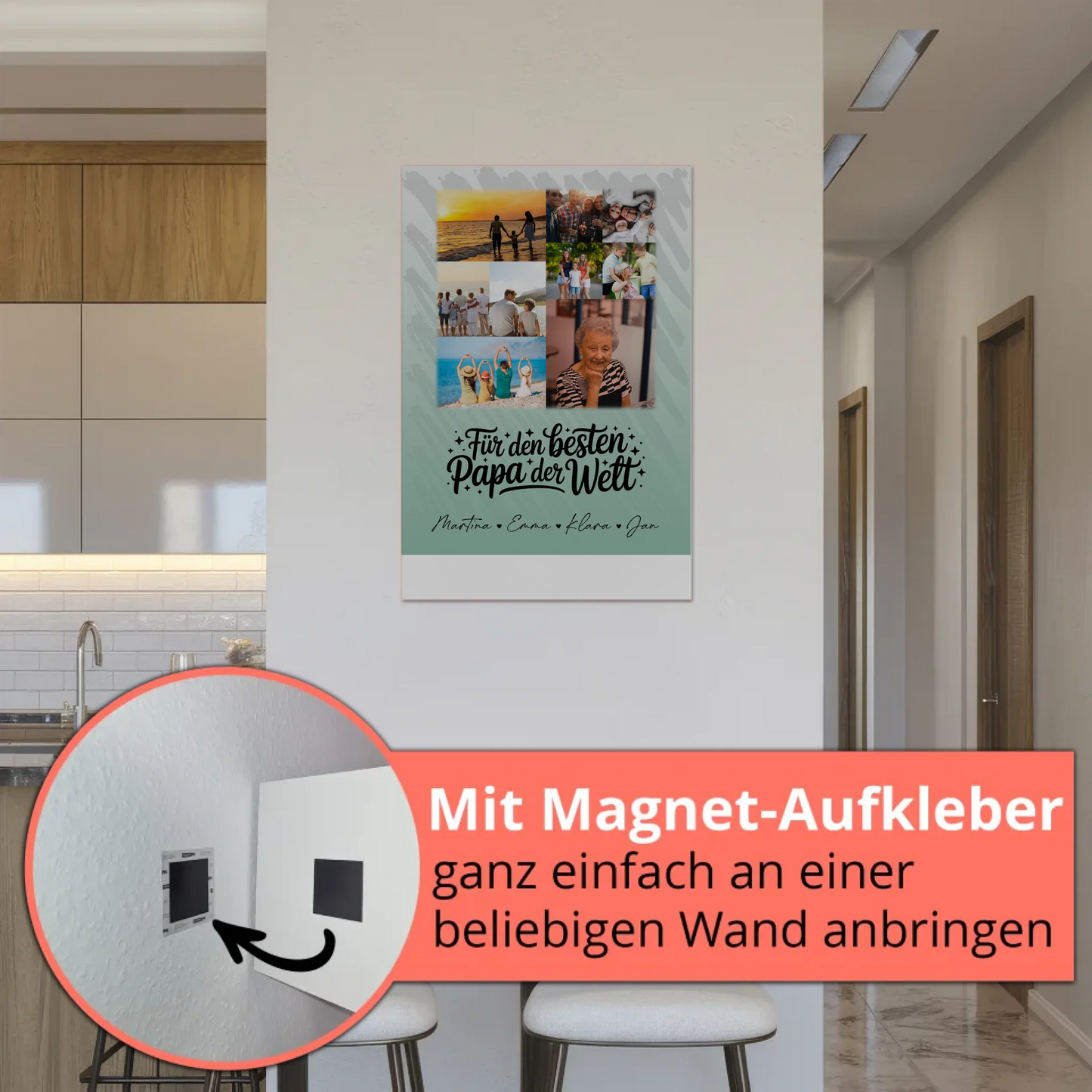 Fotoboard Poster Magnetisch 9 Fotos Für den besten Papa der Welt Personalisiertes Geschenk