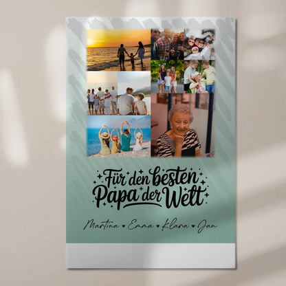 Fotoboard Poster Magnetisch 9 Fotos Für den besten Papa der Welt Personalisiertes Geschenk