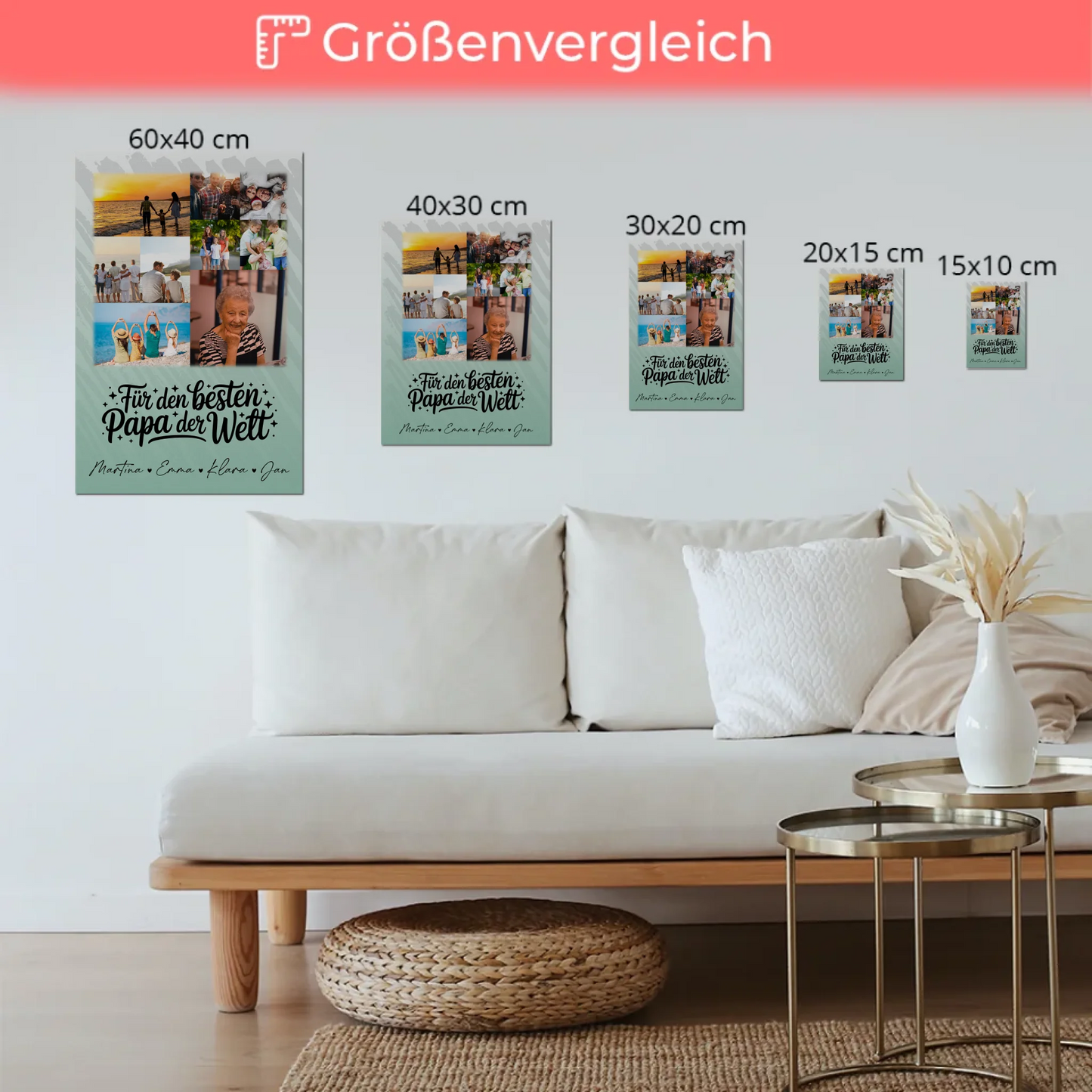 Fotoboard Poster Magnetisch 9 Fotos Für den besten Papa der Welt Personalisiertes Geschenk