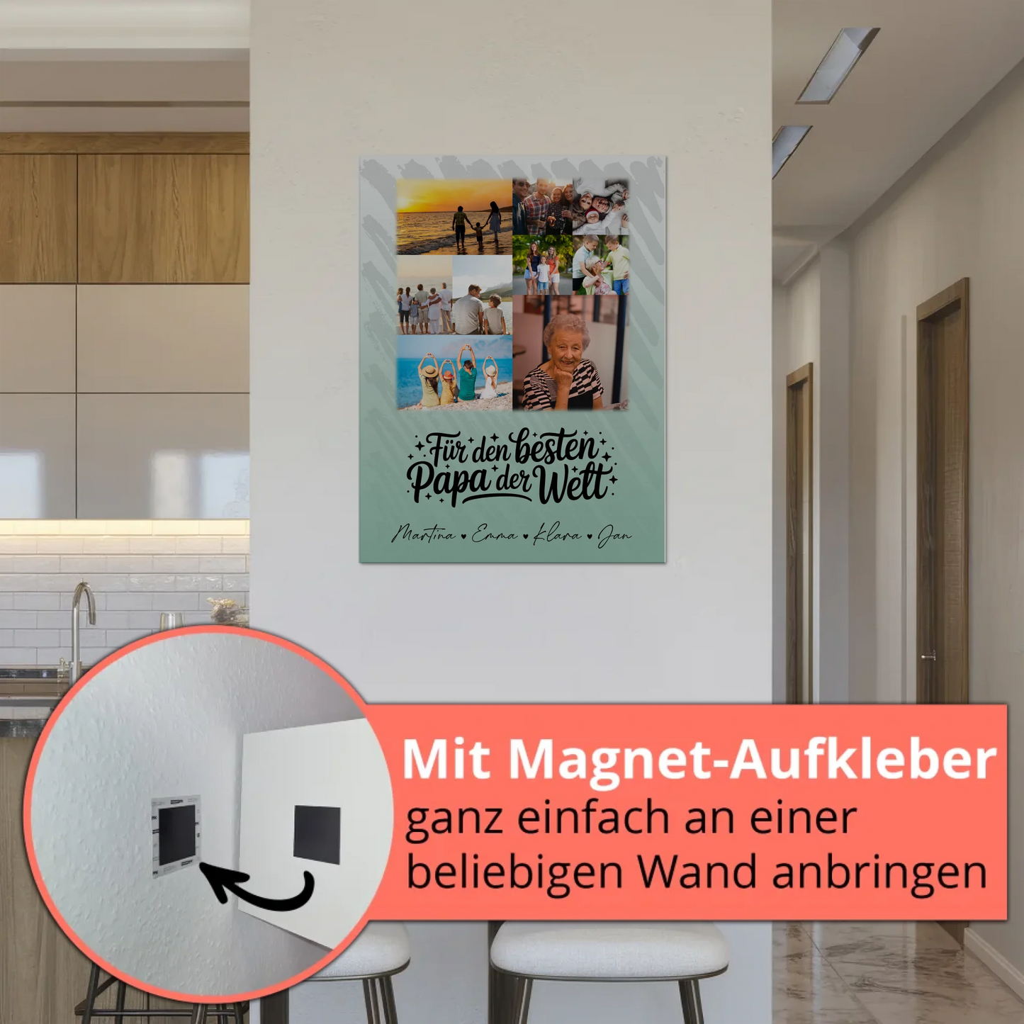 Fotoboard Poster Magnetisch 9 Fotos Für den besten Papa der Welt Personalisiertes Geschenk