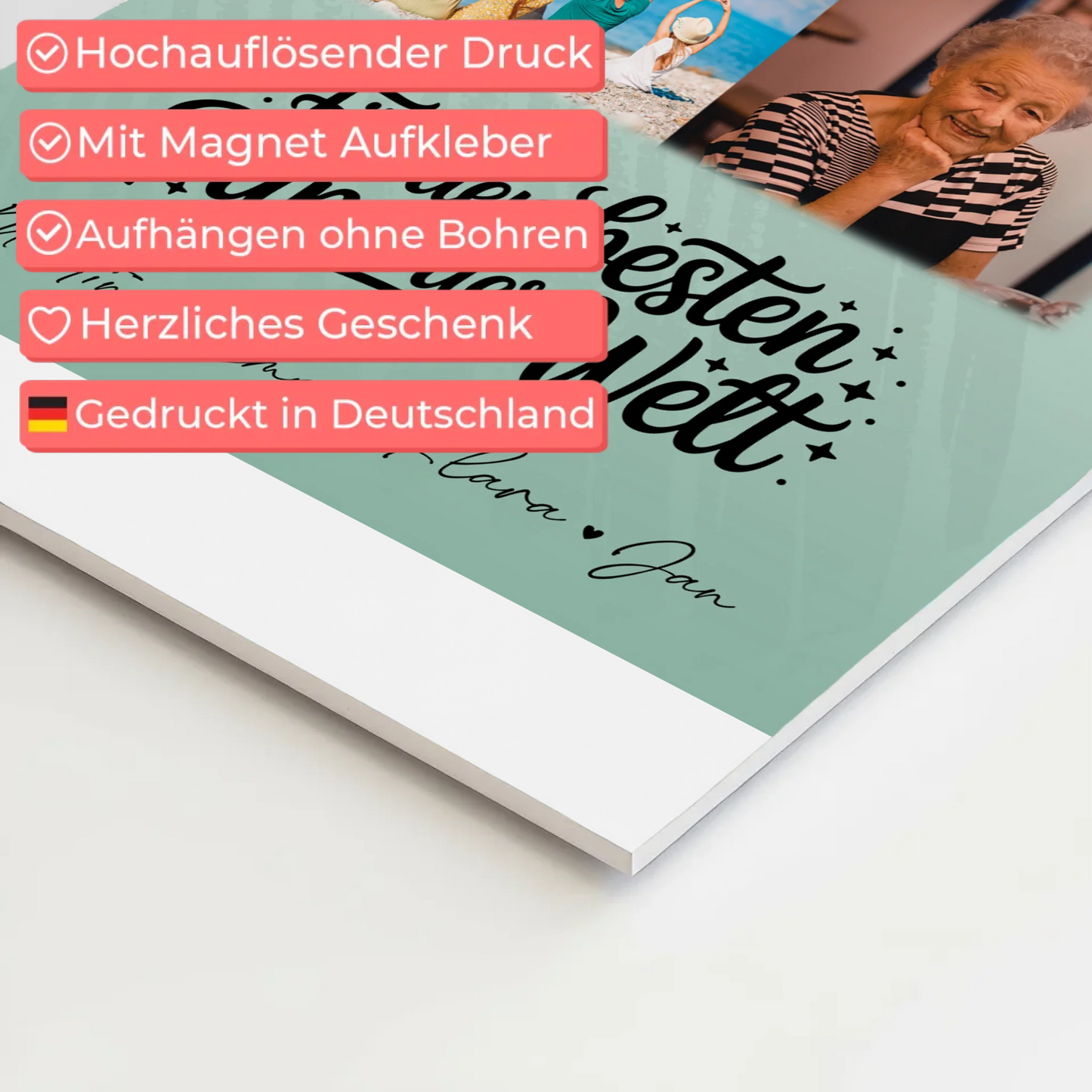 Fotoboard Poster Magnetisch 9 Fotos Für den besten Papa der Welt Personalisiertes Geschenk