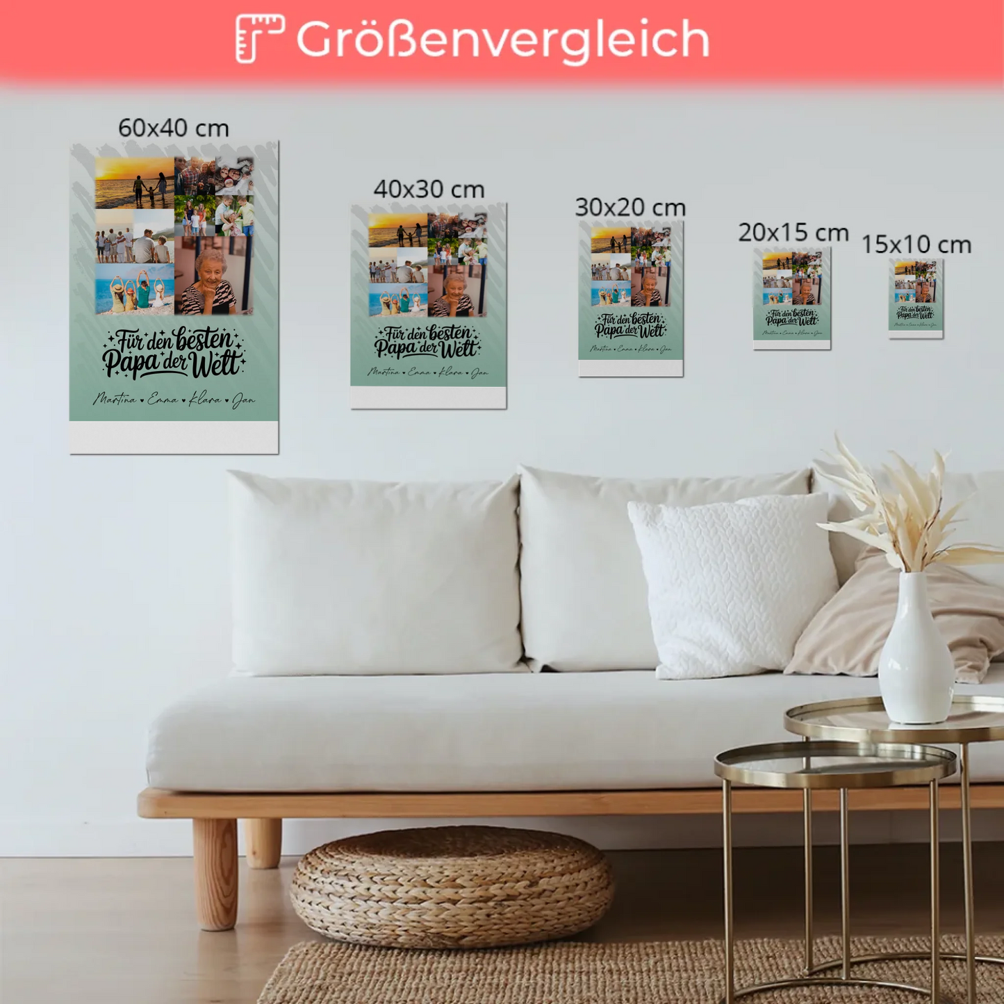Fotoboard Poster Magnetisch 9 Fotos Für den besten Papa der Welt Personalisiertes Geschenk
