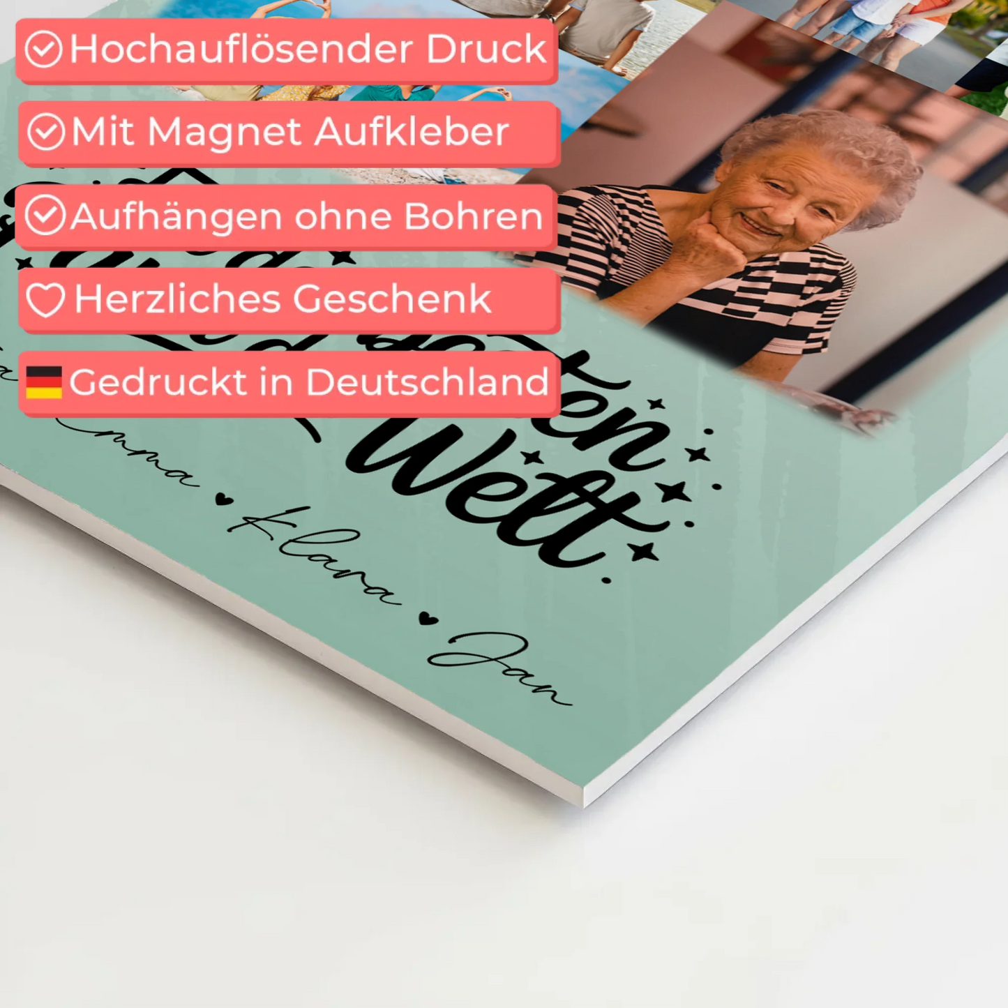 Fotoboard Poster Magnetisch 9 Fotos Für den besten Papa der Welt Personalisiertes Geschenk