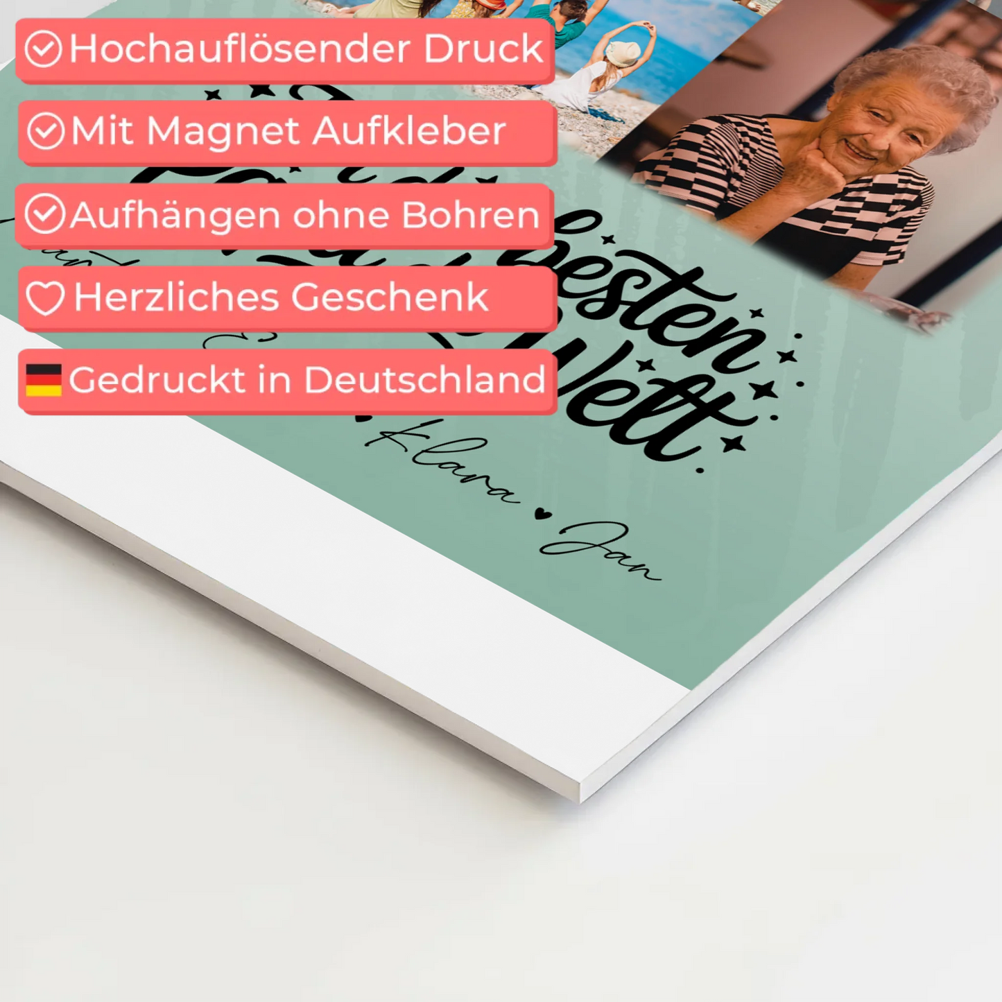 Fotoboard Poster Magnetisch 9 Fotos Für den besten Papa der Welt Personalisiertes Geschenk