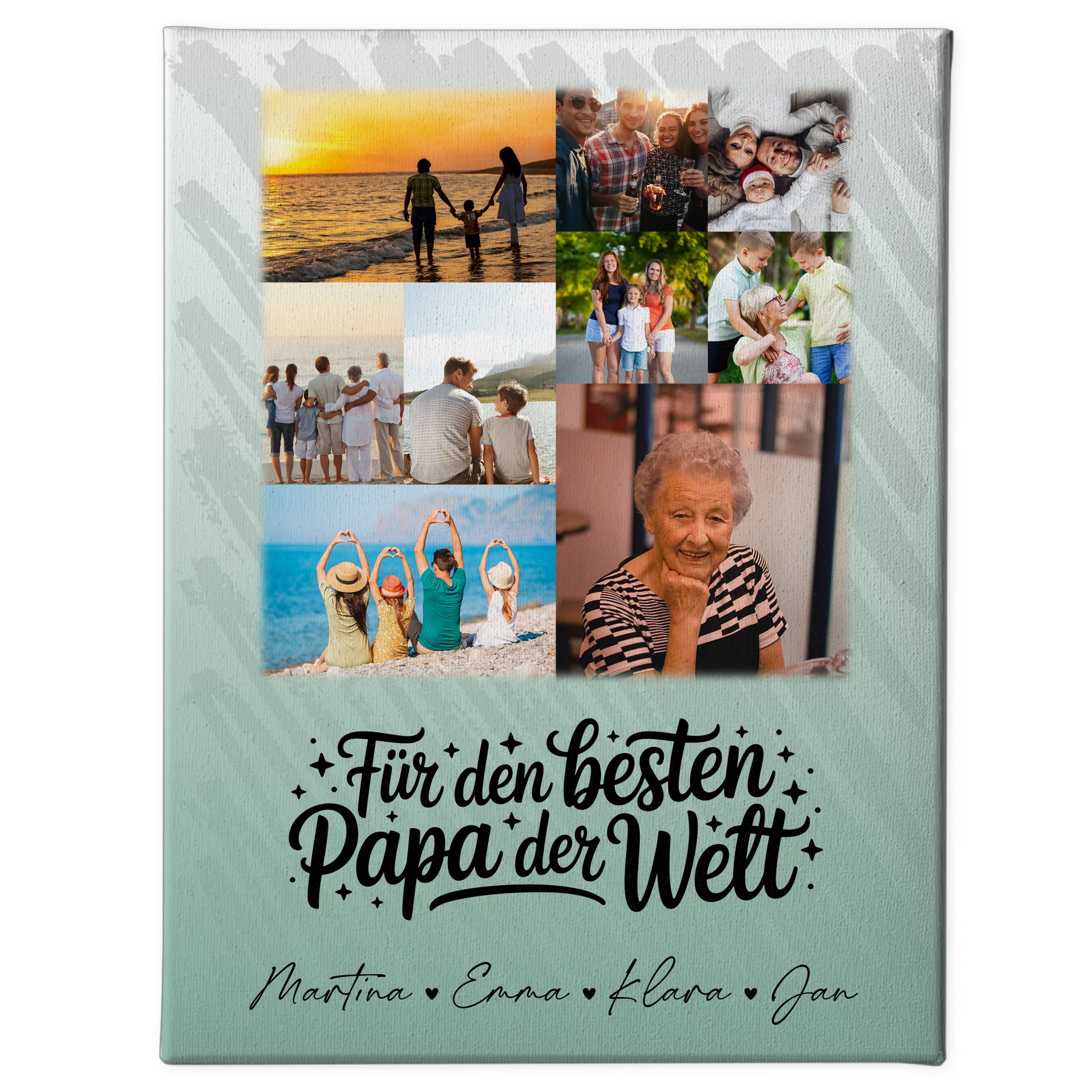 Personalisierte Leinwand mit 9 Fotos Für den besten Papa der Welt 1