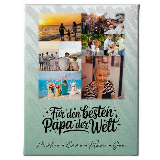 Personalisierte Leinwand mit 9 Fotos Für den besten Papa der Welt 1