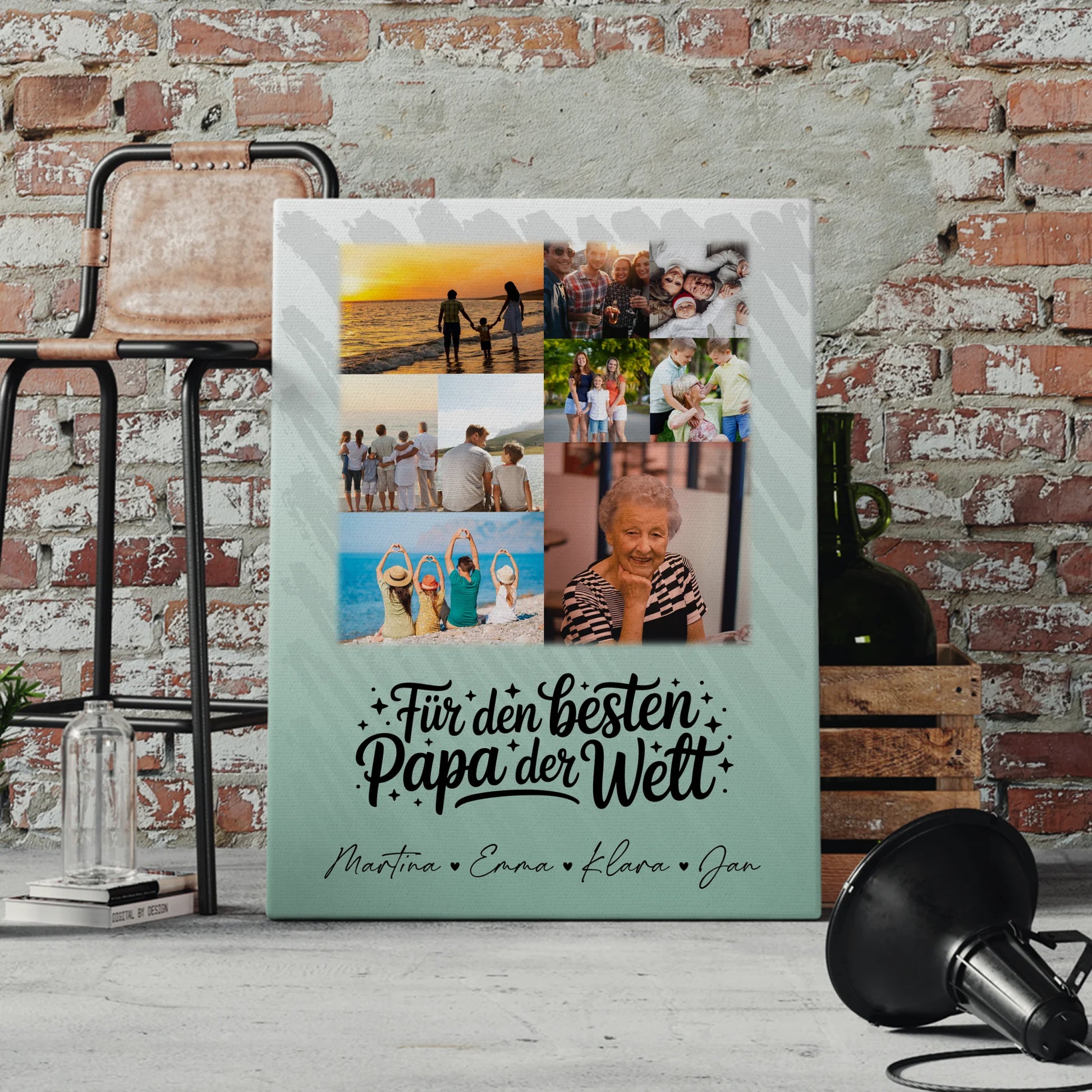 Personalisierte Leinwand mit 9 Fotos Für den besten Papa der Welt 4