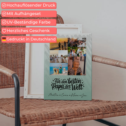 Personalisierte Leinwand mit 9 Fotos Für den besten Papa der Welt 5