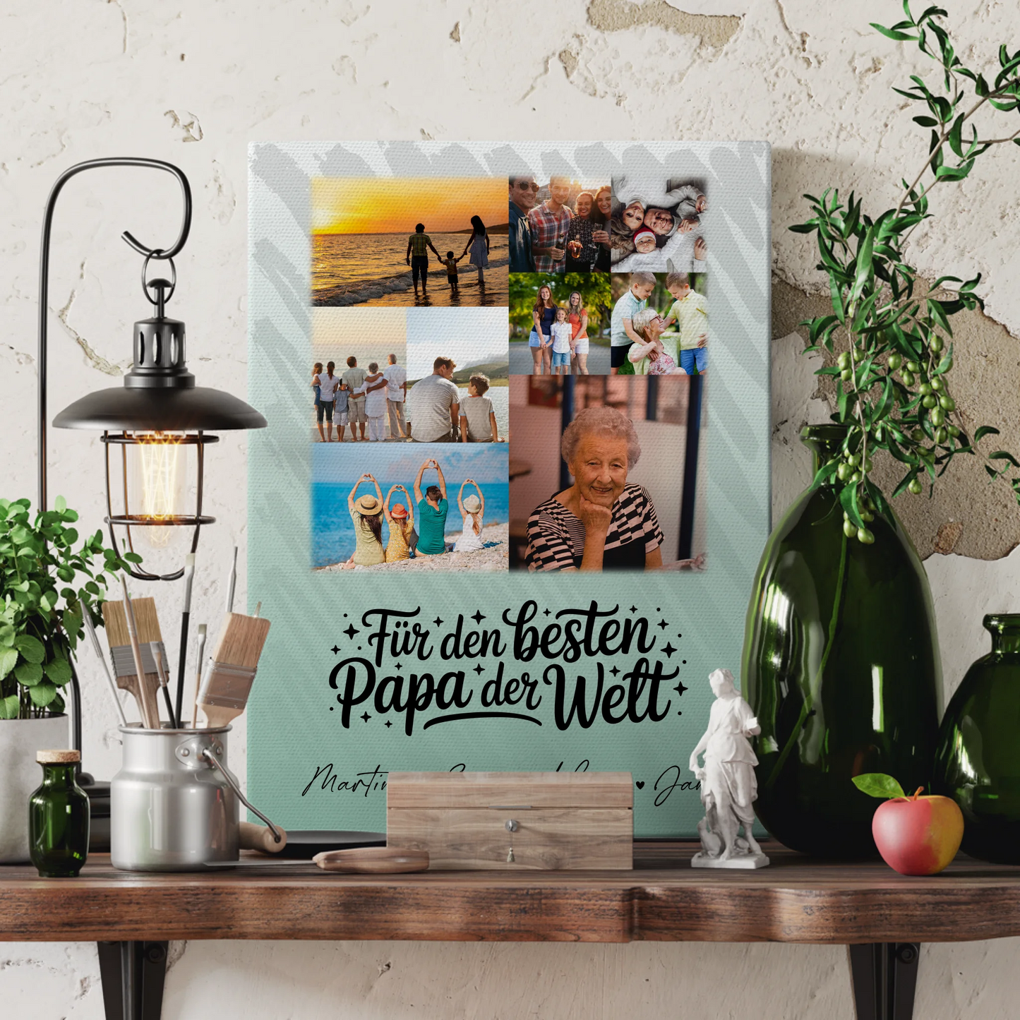 Personalisierte Leinwand mit 9 Fotos Für den besten Papa der Welt 3