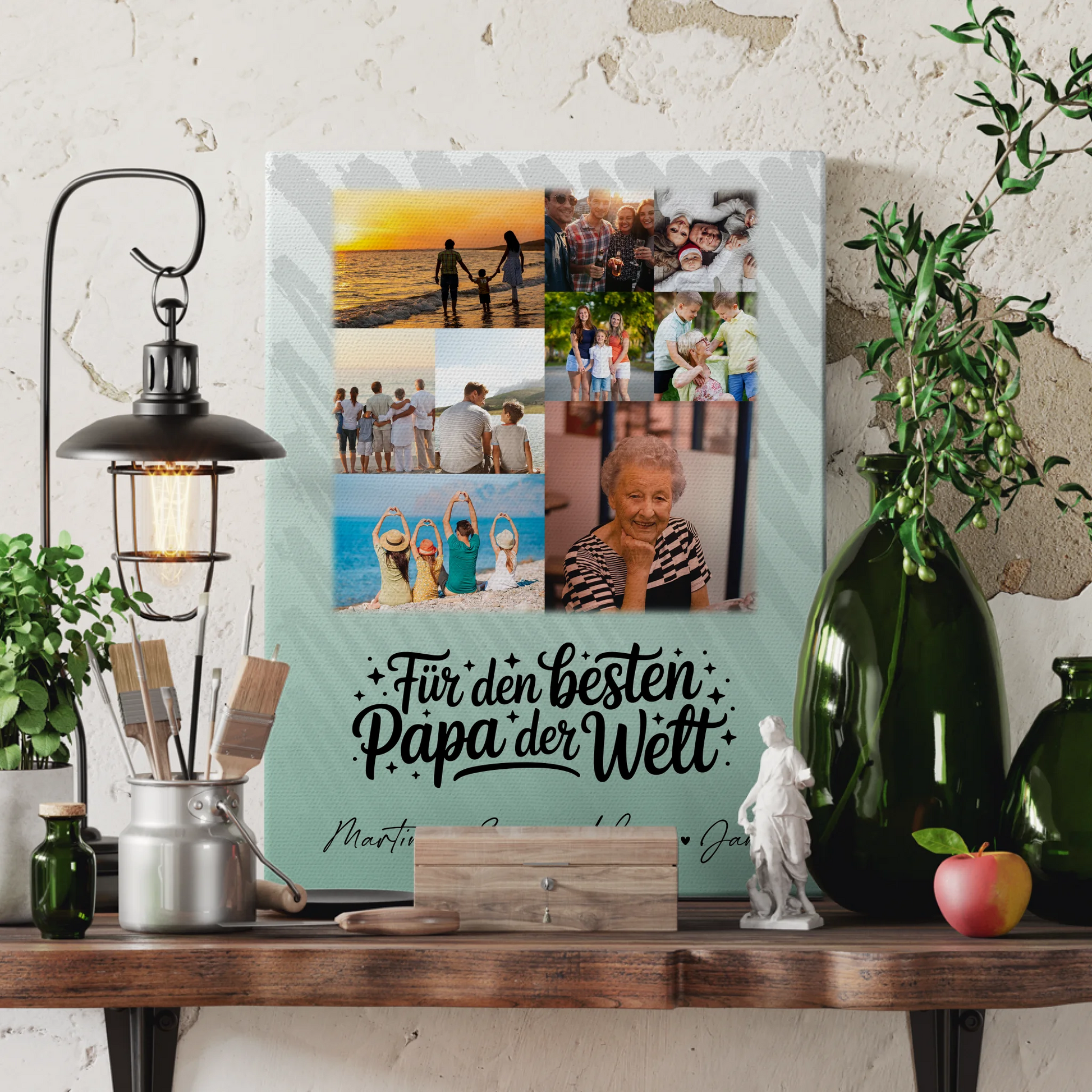Personalisierte Leinwand mit 9 Fotos Für den besten Papa der Welt 3
