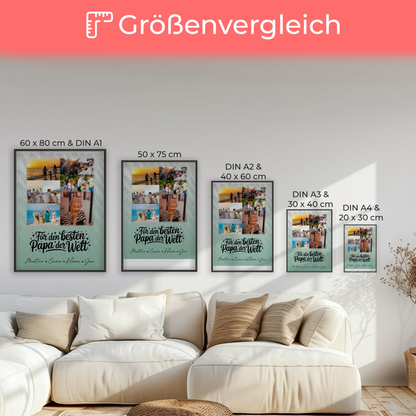 Personalisiertes Poster Vatertag mit 9 Fotos Für den besten Papa der Welt