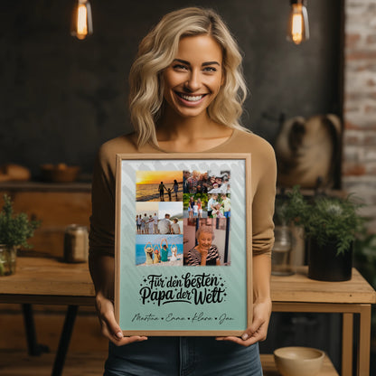 Personalisiertes Poster Vatertag mit 9 Fotos Für den besten Papa der Welt