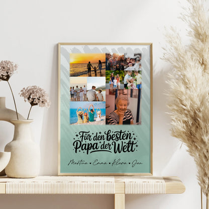 Personalisiertes Poster Vatertag mit 9 Fotos Für den besten Papa der Welt