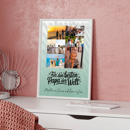 Personalisiertes Poster Vatertag mit 9 Fotos Für den besten Papa der Welt