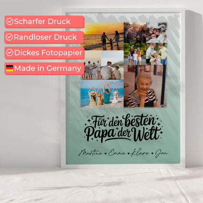Personalisiertes Poster Vatertag mit 9 Fotos Für den besten Papa der Welt