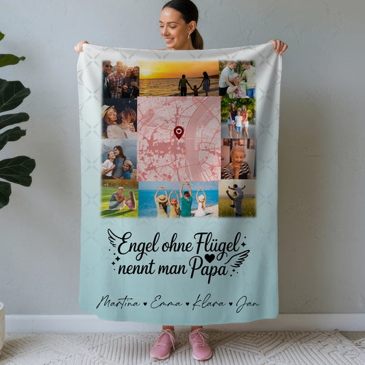 Kuscheldecke Mit Namen Und Motiv 10 Fotos Und Karte In Der Mitte Bruder Ist Ein Engel 1