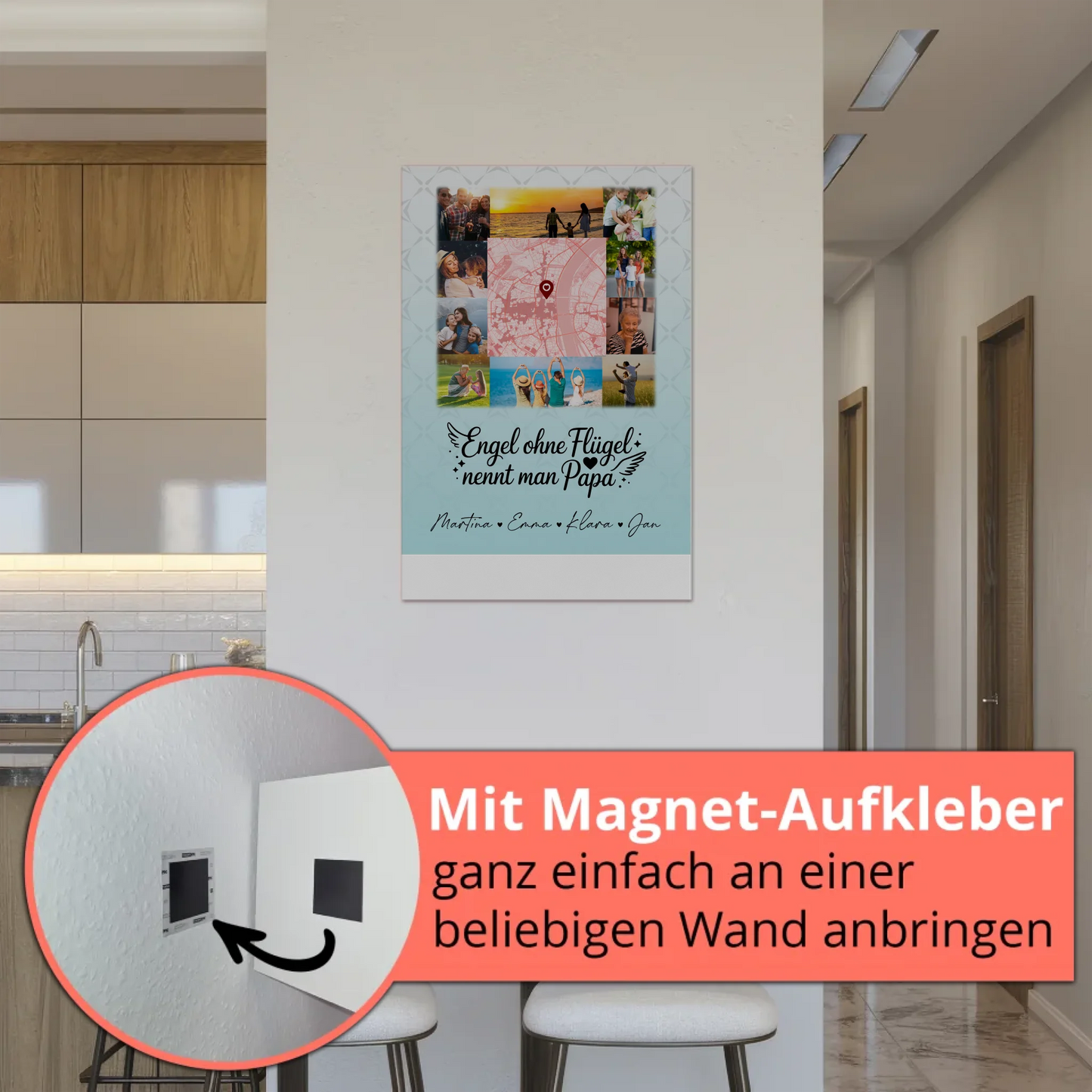 Personalisiertes Fotoboard Poster Magnetisch mit 10 Fotos und Karte in der Mitte Bruder ist ein Engel 5