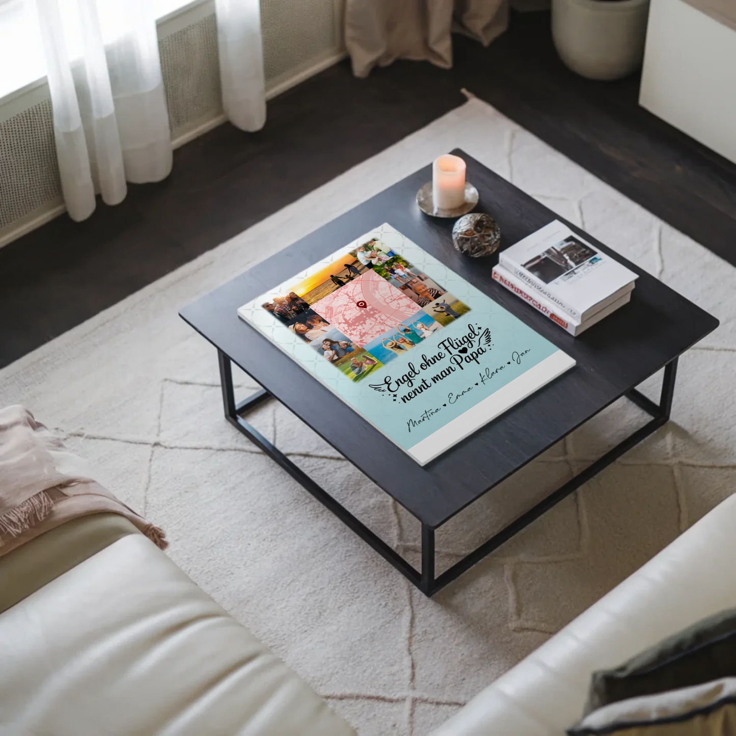 Personalisiertes Fotoboard Poster Magnetisch mit 10 Fotos und Karte in der Mitte Bruder ist ein Engel 3