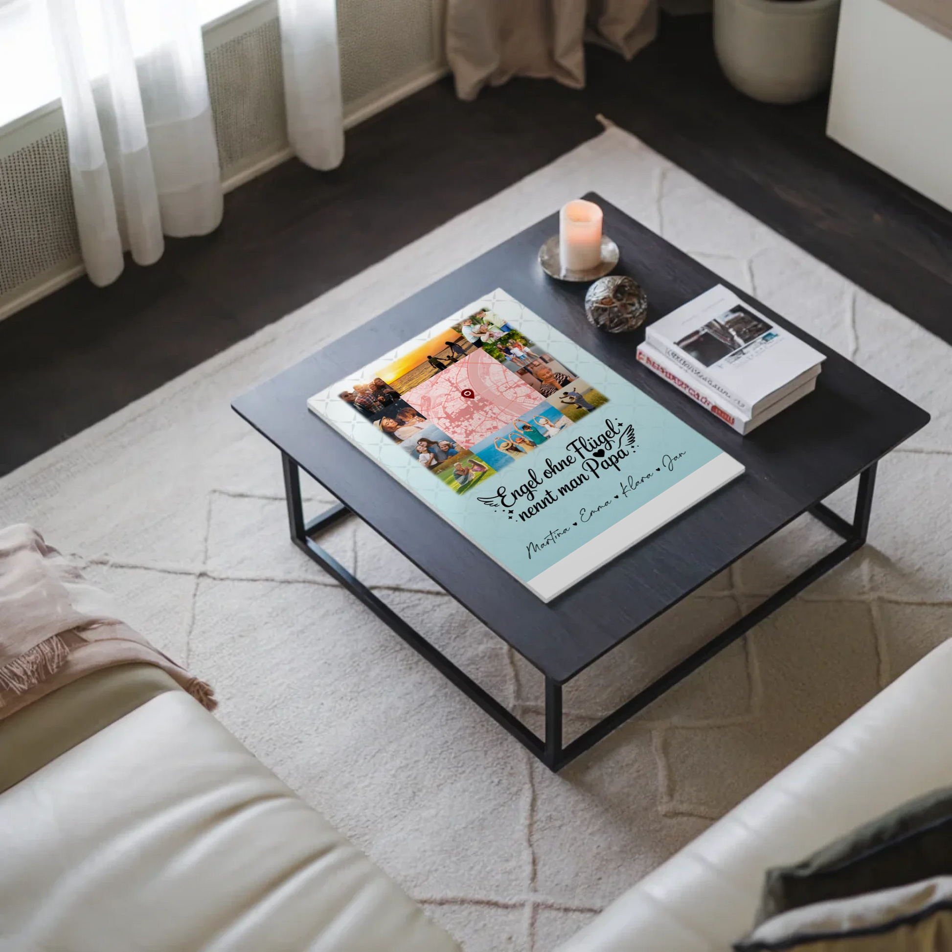 Personalisiertes Fotoboard Poster Magnetisch mit 10 Fotos und Karte in der Mitte Bruder ist ein Engel 3