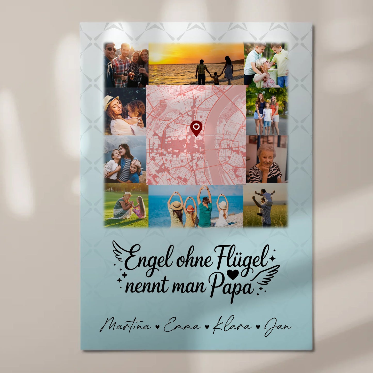 Personalisiertes Fotoboard Poster Magnetisch mit 10 Fotos und Karte in der Mitte Bruder ist ein Engel 7