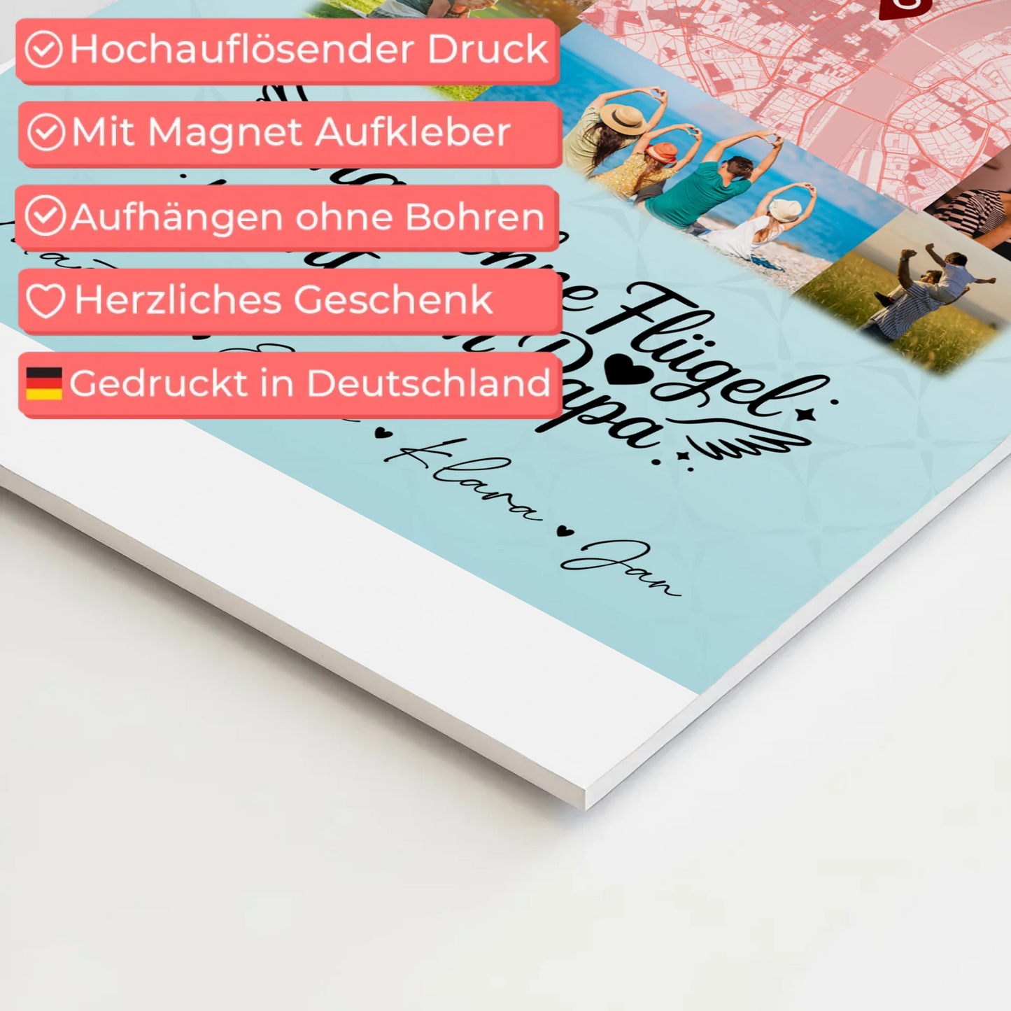 Personalisiertes Fotoboard Poster Magnetisch mit 10 Fotos und Karte in der Mitte Bruder ist ein Engel 4