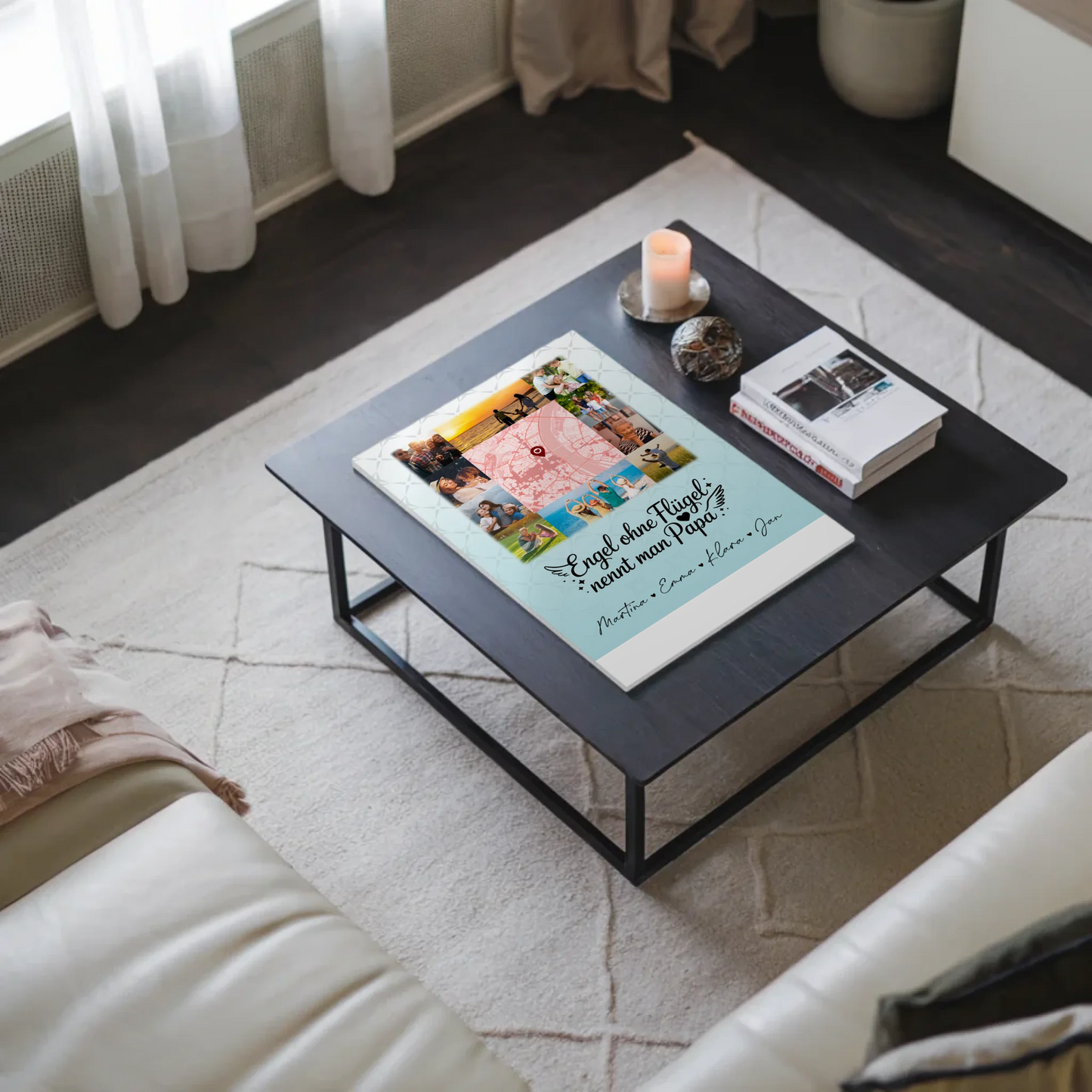 Personalisiertes Fotoboard Poster Magnetisch mit 10 Fotos und Karte in der Mitte Bruder ist ein Engel