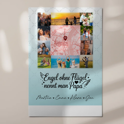Personalisiertes Fotoboard Poster Magnetisch mit 10 Fotos und Karte in der Mitte Bruder ist ein Engel