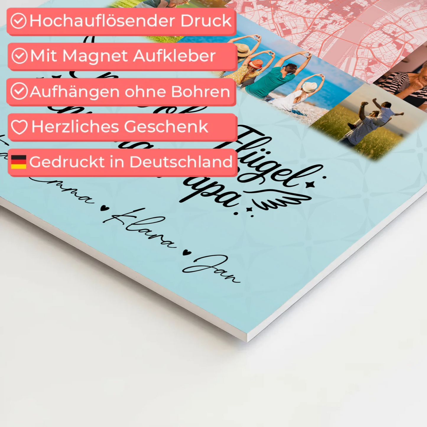 Personalisiertes Fotoboard Poster Magnetisch mit 10 Fotos und Karte in der Mitte Bruder ist ein Engel 10